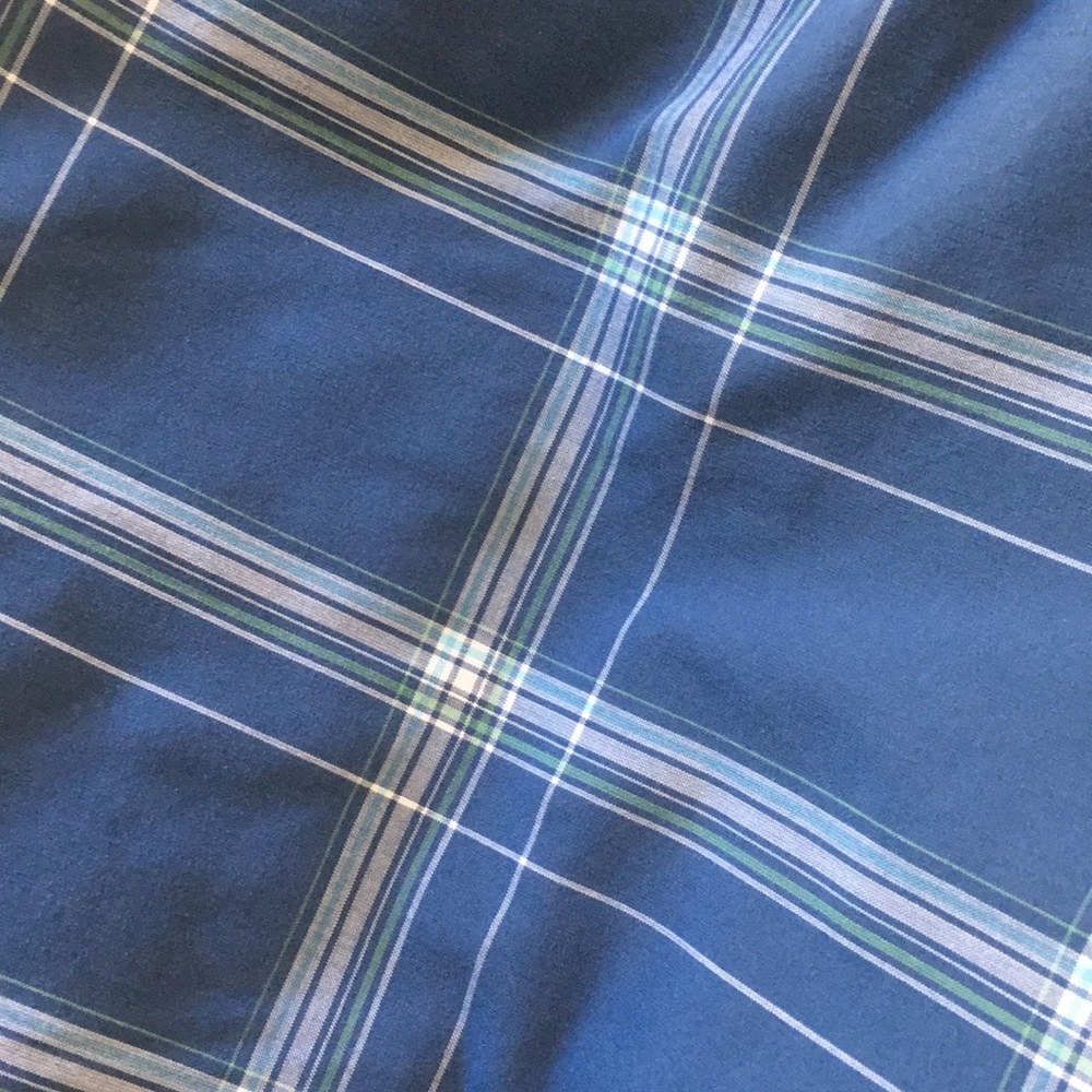 Pottery Barn Kids Navy and Green Plaid Duvet Cover